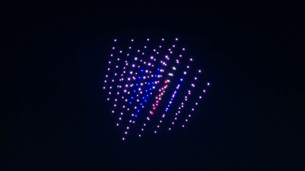 3d cube made with 200 drones