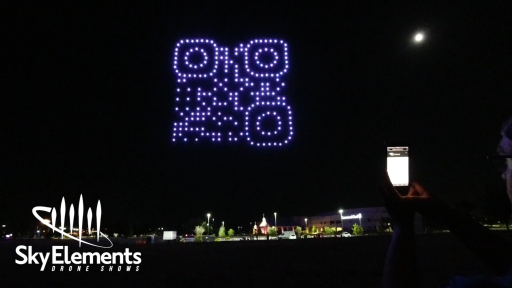 QR Code made with over 200 drones