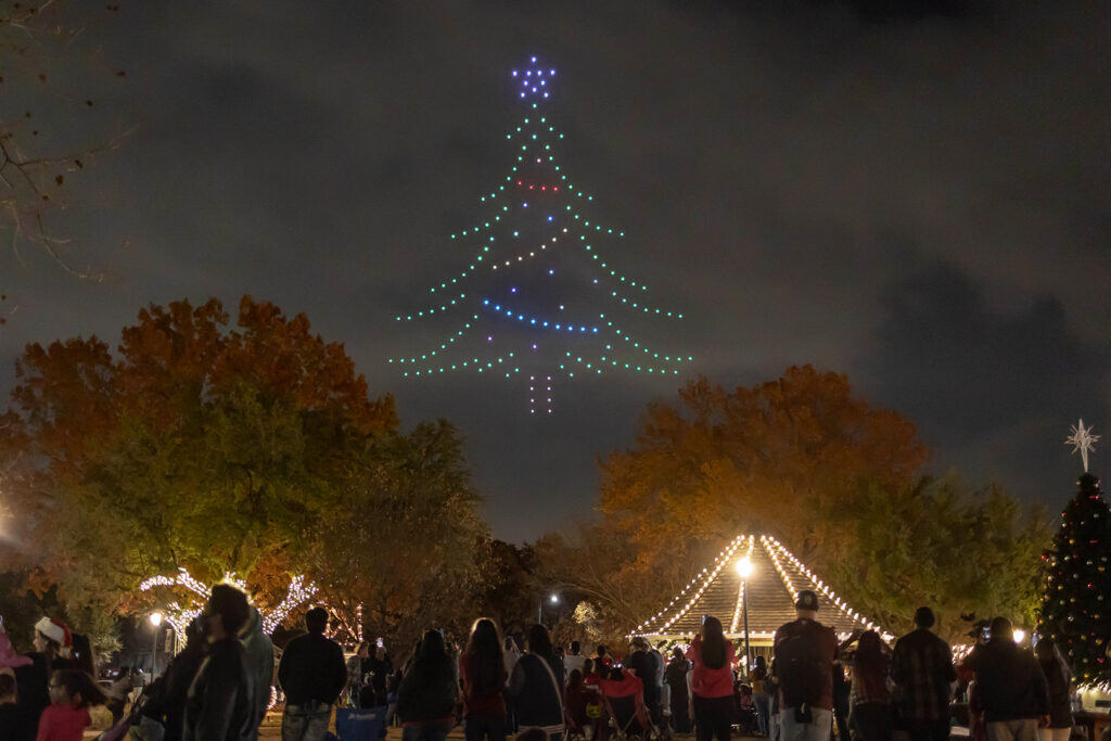 Spiral Christmas Tree made with 160 drones