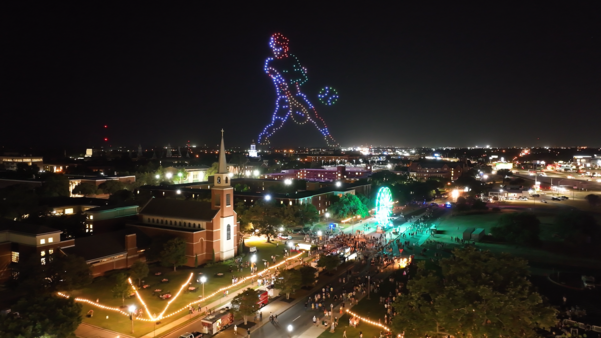 Tennis drone show at Baylor University