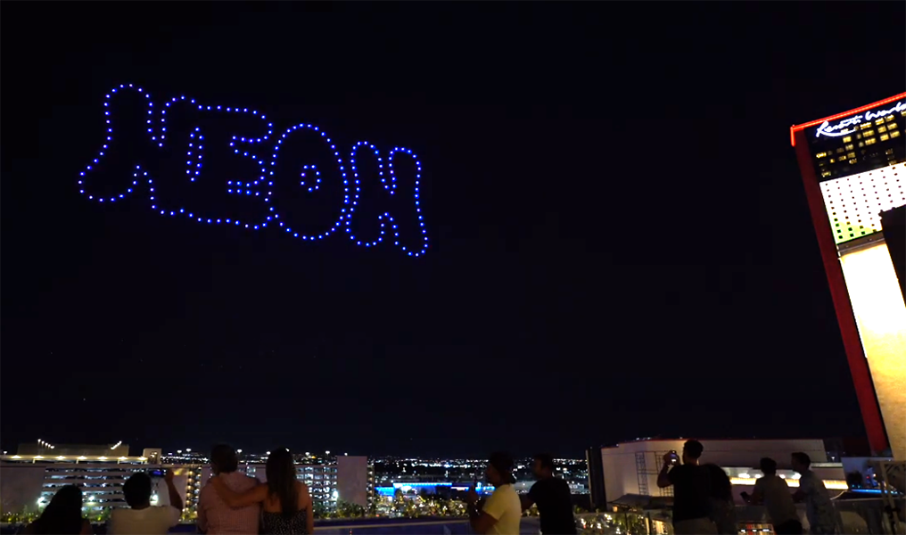 J Balvin NEON logo made with drones