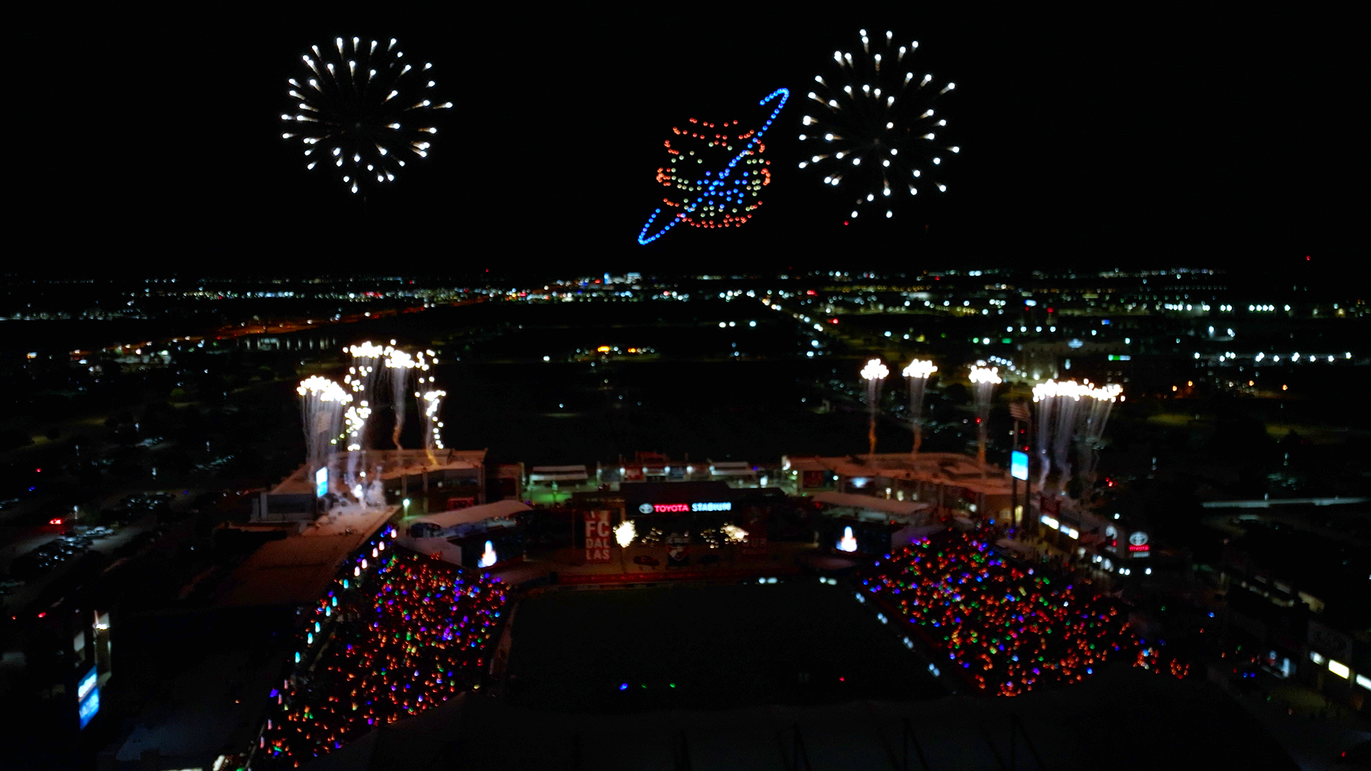 Drones and Fireworks at Major League Soccer FC Dallas
