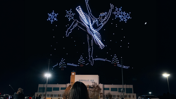 Ballerina dances in a 1,500 drone show