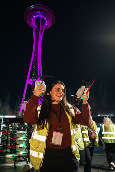 Drone crew sets up at Space Needle