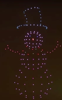 Snowman Drones At Christmas Light Show