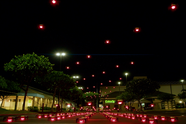 Drone show takeoff in Hawaii