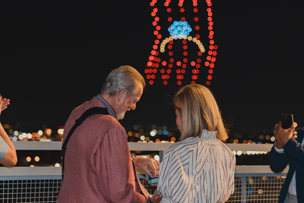 Wedding proposal created with drones