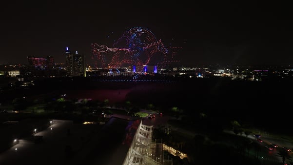 Drone show cowboy over IAAPA