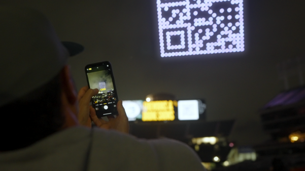 Scannable QR code over RingCentral Stadium