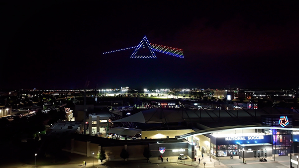 Pink Floyd's Dark Side of the Moon cover in drones over FC Dallas' stadium