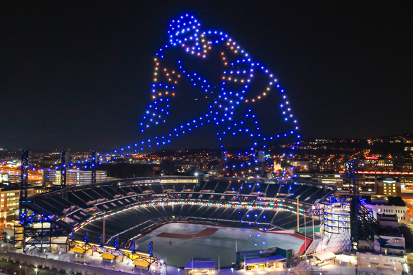 Hockey player drone light show
