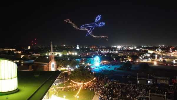 Baylor ribbon cutting with drones