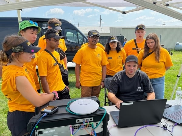 Students participate in a demonstration by Chief Pilot, Preston Ward