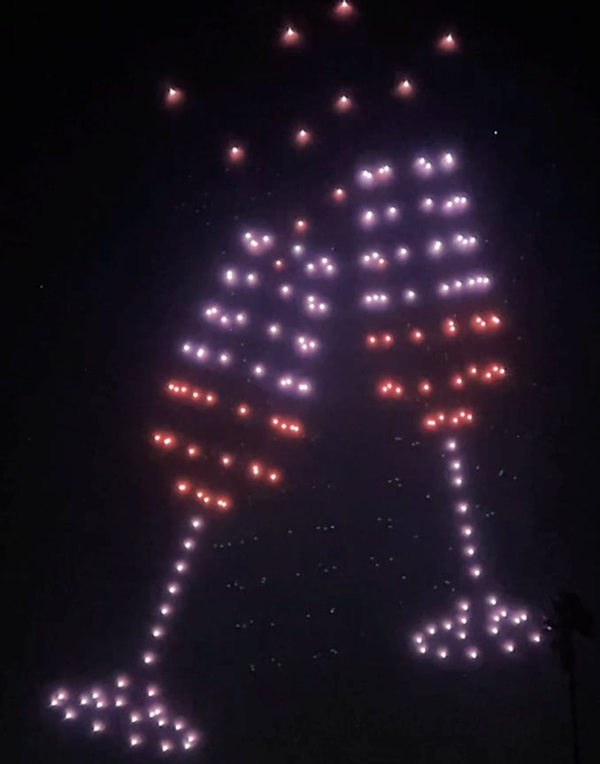 Wedding Drone Light Show Champagne Hollywood California