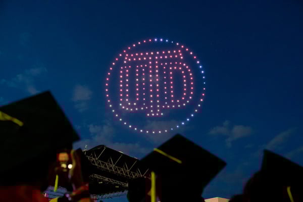 a drone show showing the logo for UTD