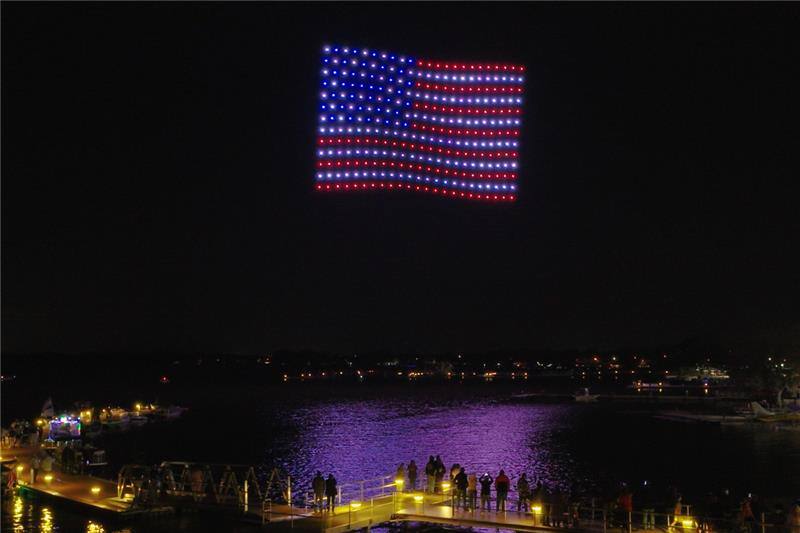american flag drone show sky elements
