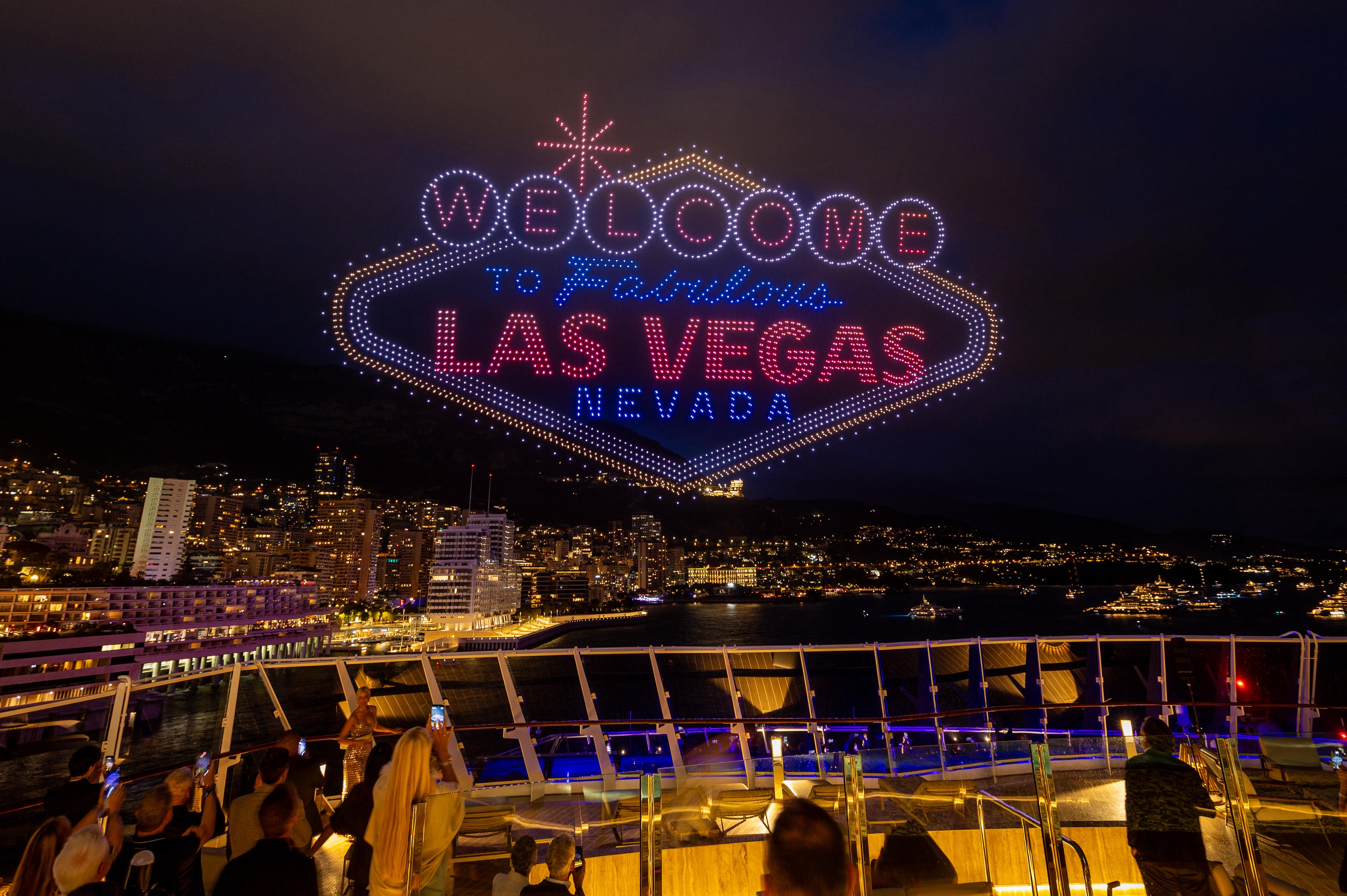 Welcome to Fabulous Las Vegas Nevada sign rendered in drones