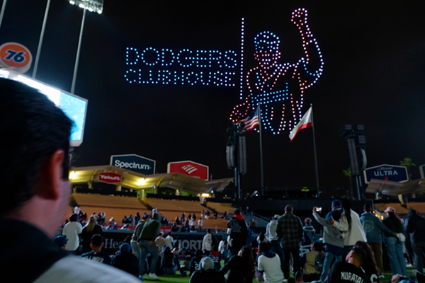 500-Drone Jackie Robinson Drone Show Tribute Over Dodger Stadium