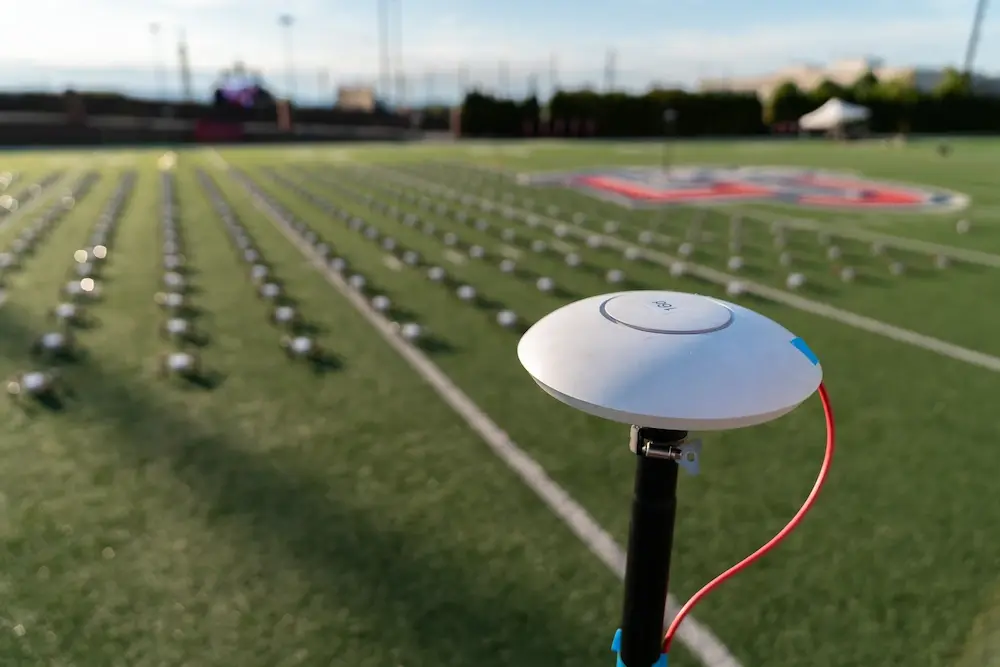 Sky Elements crew preparing drones before a show in Cleveland