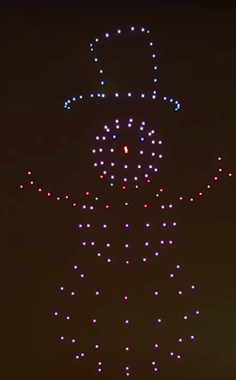 Snowman Drones At Christmas Light Show