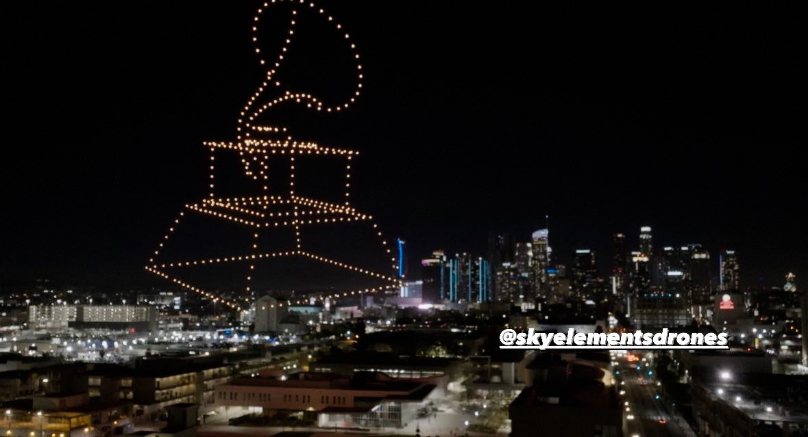300 foot tall Grammy Award made with drones
