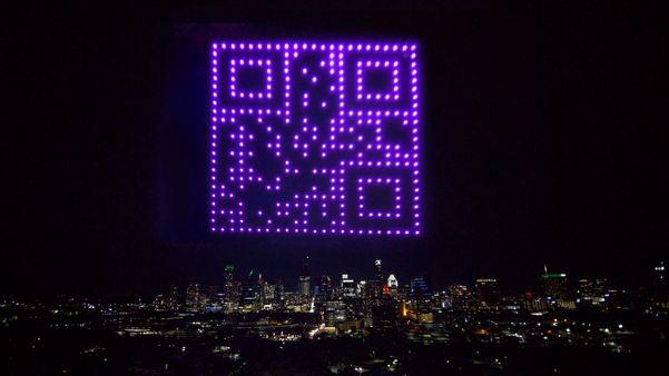 Drone light show QR code in the Sky Austin TX