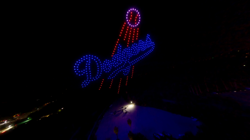 LA Dodgers Drone Light Show On Opening Weekend.