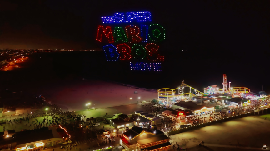 Super Mario Movie Drone Light Show in Los Angeles