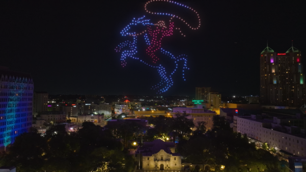 Drone light show over The Alamo