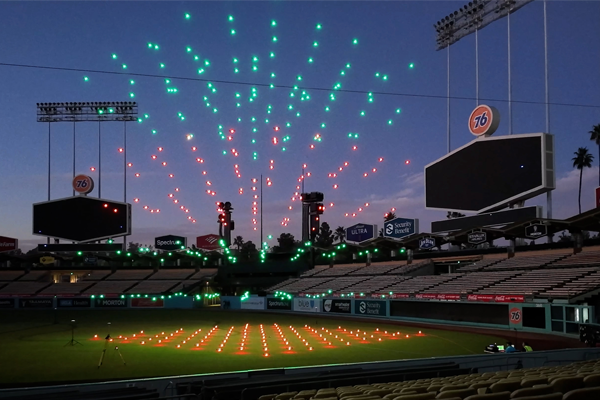 Drone show on baseball field
