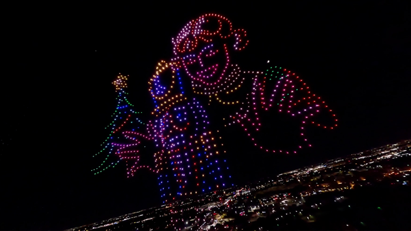 Christmas drone show over North Richland Hills, Texas