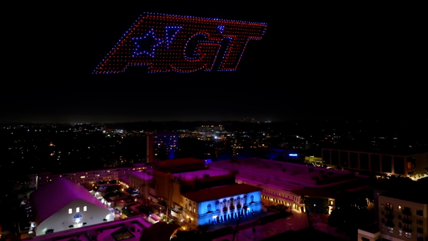 Gigantic AGT created with drones high above Pasadena