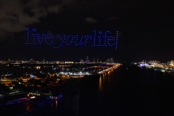 Simultaneous drone show activation in Miami