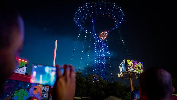 Dave's Hot Chicken Drone show featuring Usher