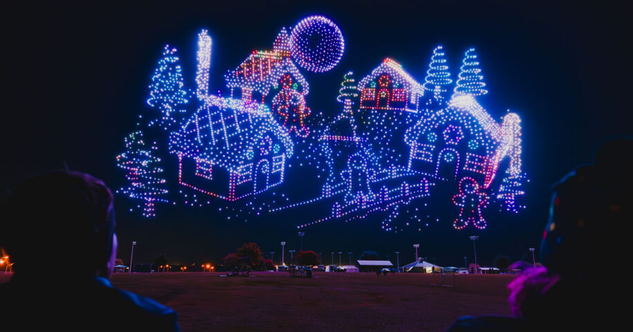 Gingerbread village drone show