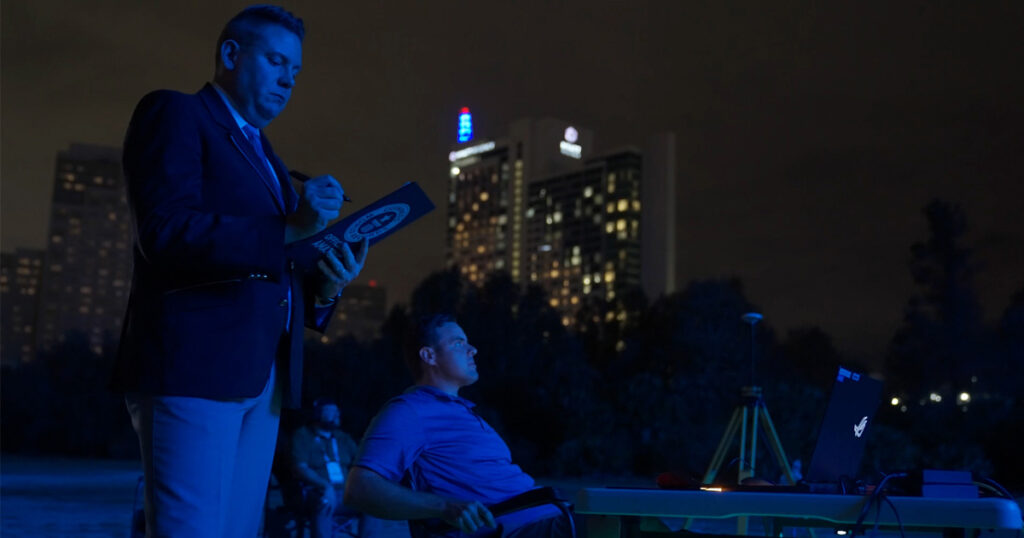 Guinness World Records adjudicator judging drone show